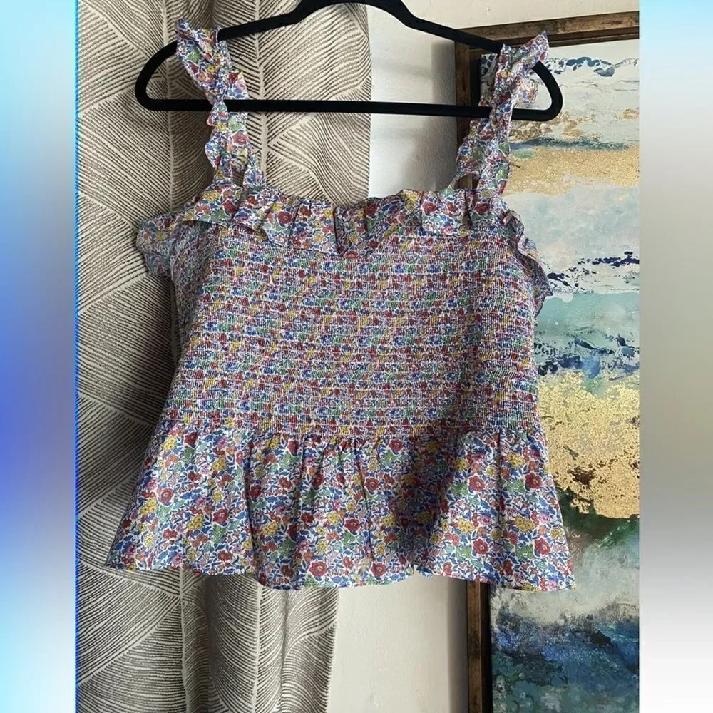 J crew floral print tank top size XL